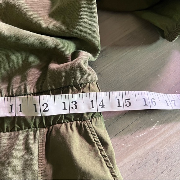 NATION LTD Garner Combo Romper - Ivy Green Size XS Cotton Puff Sleeves Neutral - Picture 15 of 16